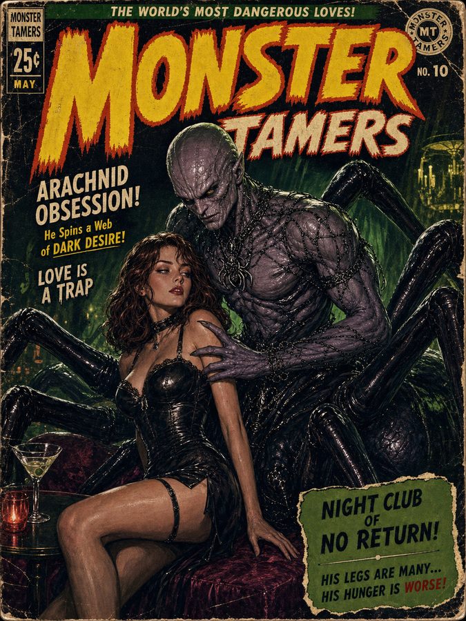 1950s pulp monster magazine cover — Sloane and Nine