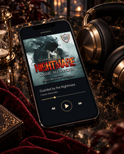 Guarded by the Nightmare audiobook — approved phone and headphones editorial