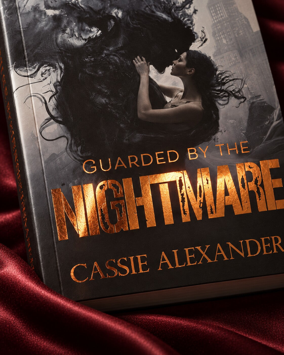Guarded by the Nightmare copper-foil title close-up — US paperback