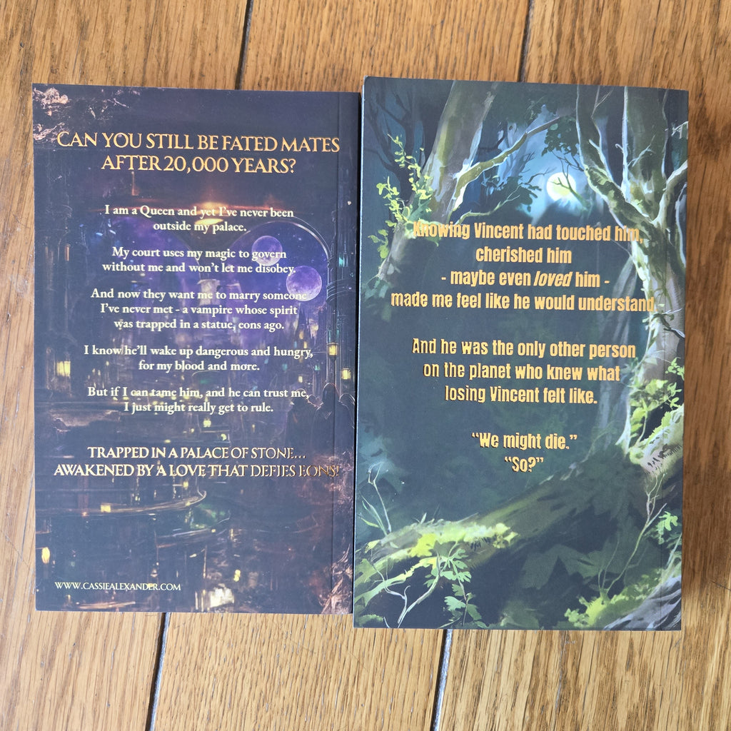 Limited retro paperback set with Her Future Vampire Lover and Her Ex-Boyfriend's Werewolf Lover by Cassie Alexander