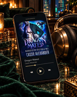 Dragon Mated audiobook — phone and headphones editorial