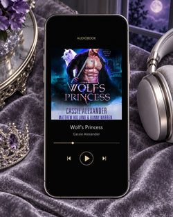 Wolf's Princess audiobook — phone and headphones editorial