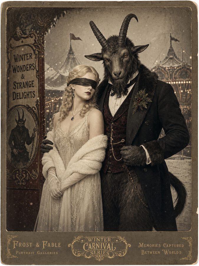 1920s winter carnival card — Satin and Aceon